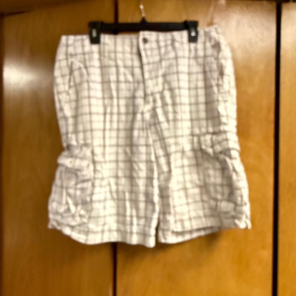 Mossimo Supply Co. Cream and Brown Checkered Shorts